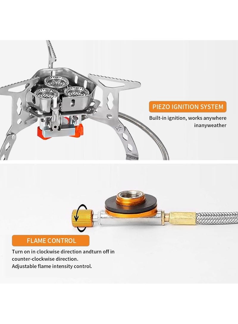 تابيت موقد تخييم محمول بقوة 6800 واط، موقد طهي خارجي محمول مع محول حاوية وقود، إشعال بيزو، حقيبة حمل، موقد غاز للتخييم مقاوم للرياح قابل للطي للتنزه سيرًا على الأقدام - Image 3