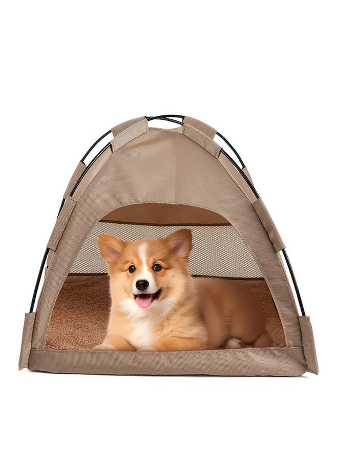 خاكي خيمة حيوانات أليفة محمولة مع شبكة تهوية للباب الأمامي المفتوح خفيفة الوزن للداخل والخارج بيت الكلب والقط - Image 4