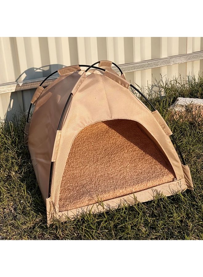 خاكي خيمة حيوانات أليفة محمولة مع شبكة تهوية للباب الأمامي المفتوح خفيفة الوزن للداخل والخارج بيت الكلب والقط - Image 5