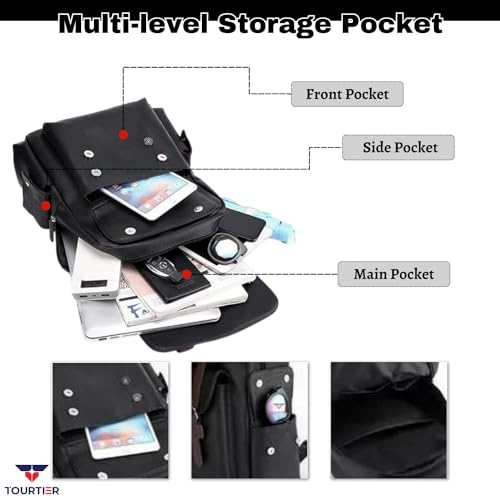 TOURTIER PU Leather Large Capacity Casual Business Laptop Bag, Backpack for Travel, Sports, Business, College, School (BLACK) - Image 4
