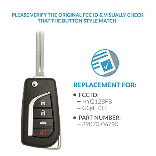 Keyless2Go Replacement for Toyota Camry Remote Flip Key HYQ12BFB 89070-06790 H Chip - Image 4