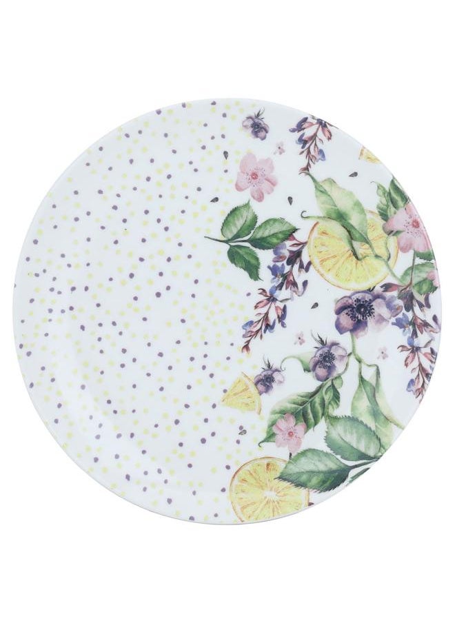 Alsaif Porcelain Serving Plate 26 Cm Round Lemon Pattern White  - Image 2