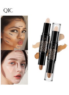 QIC Dual-End Highlighter Makeup Stick Contour Stick, Cream Contour Bronzer Sticks, Waterproof Face Concealer Pen for Body Face Brighten Facial Shade, Create 3D Makeup  - Image 3