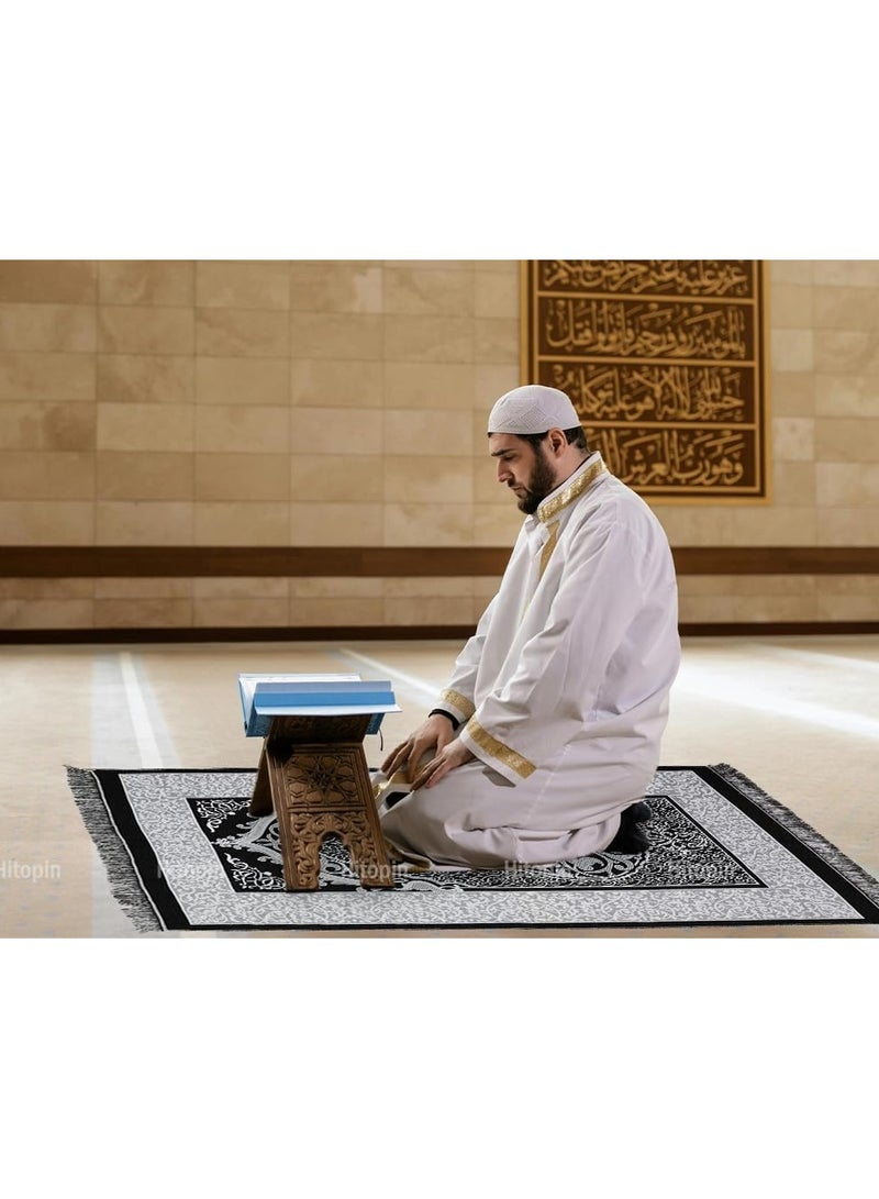 Muslim Prayer Rug and Beads with Elegant Box Islamic Prayer Mat Muslim Prayer Rug Ramadan Prayer Blanket for Gifts, Muslim, Islamic, Ramadan, Prayer - 110 x 70CM  - Image 2