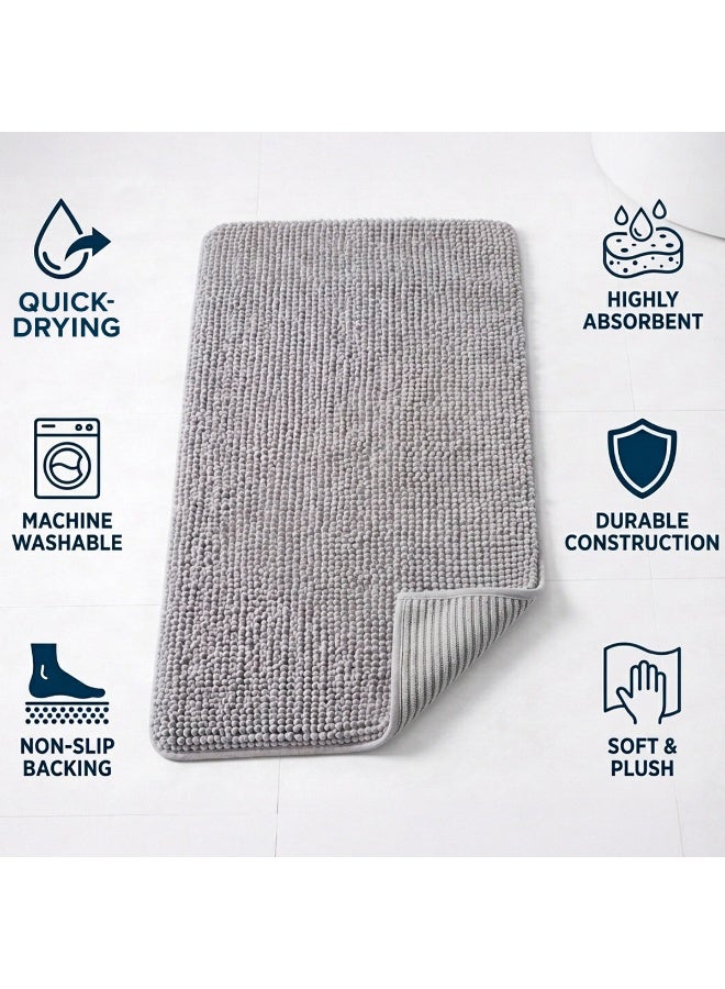 Bathroom Rug, Extra Soft Absorbent Chenille Bath Rugs, Rubber Backing Quick Dry, Machine Washable Bath Mats for Bathroom Floor, Tub and Shower, Home Decor Accessories - Image 3