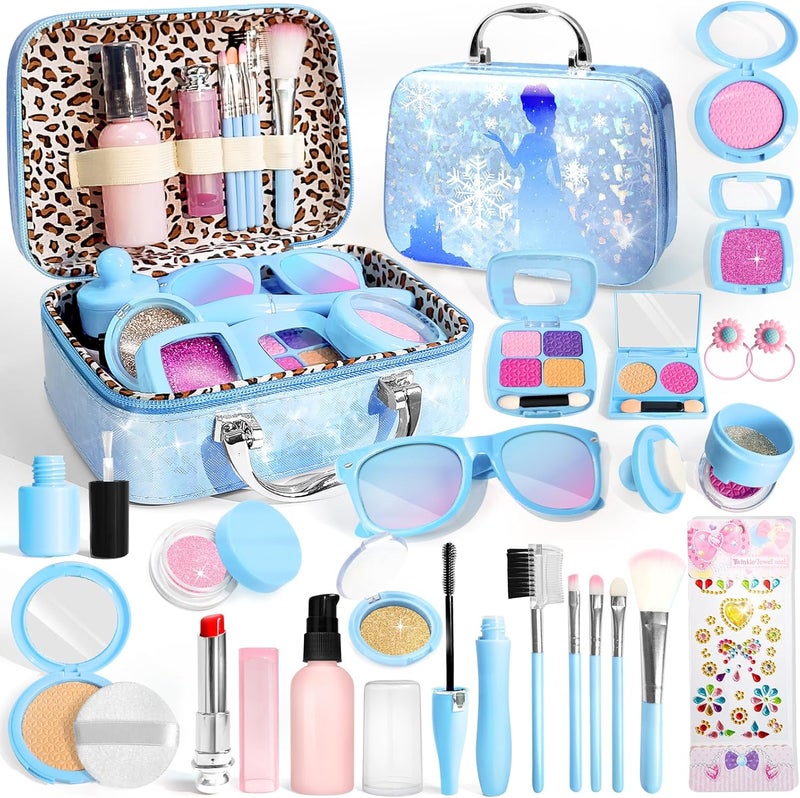 INNOCHEER Pretend Makeup for Toddlers, Fake Play Makeup for Little Girls, Frozen Toy Makeup Set for Girls, Birthday Christmas Princess Gifts Toddler Girl Toys Age 3 4 5 6 7 8 (Not Real Makeup) - Image 1
