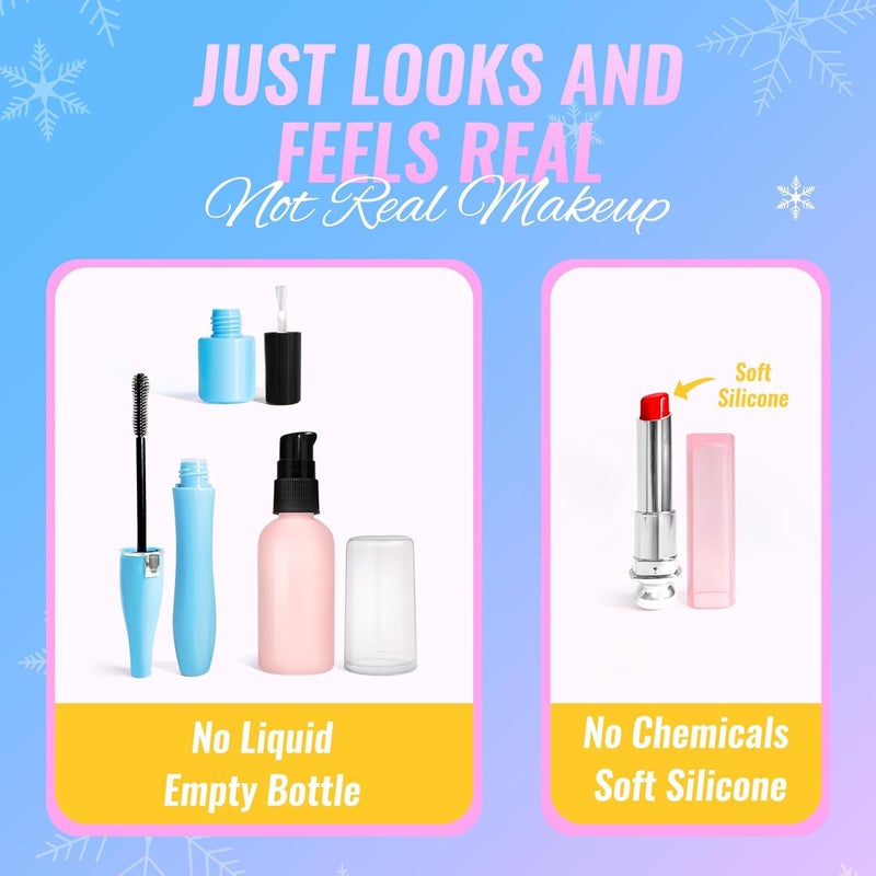 INNOCHEER Pretend Makeup for Toddlers, Fake Play Makeup for Little Girls, Frozen Toy Makeup Set for Girls, Birthday Christmas Princess Gifts Toddler Girl Toys Age 3 4 5 6 7 8 (Not Real Makeup) - Image 3