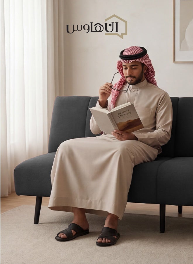 In-House Sana | Sofabed 2 In 1 Upholstered In Linen - Dark Grey - Image 3