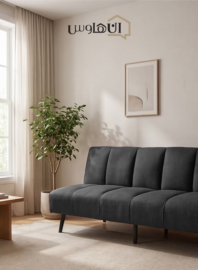 In-House Sana | Sofabed 2 In 1 Upholstered In Linen - Dark Grey - Image 4