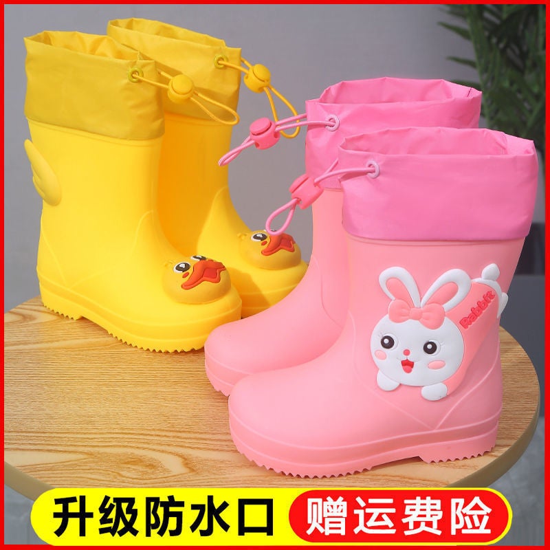 Children'S Rain Boots Girls' Non-Slip Children'S Baby Boys' Children'S Drawstring Women'S Rain Boots Student Girls' Water Shoes - Image 3