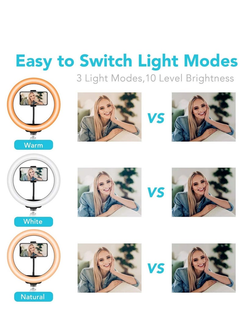 JOMILA Ring Light with Tripod And Phone Holder for Live Stream Makeup Upgraded Extendable Stand with Ring Light for Vlog Photography - Image 2