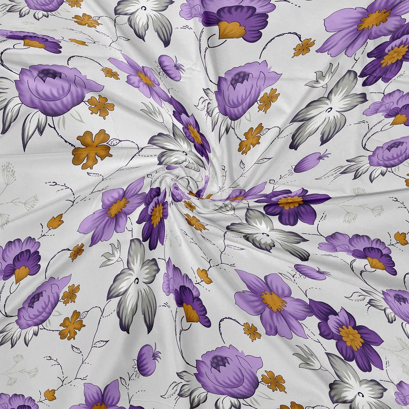 LABHAM® - Easy Living 180TC 100% Cotton Abstract Print Super Soft Double Bed King Size Bedsheet (108'' x 108'') with 2 Pillow Covers (Gray & Purple)(el02purple) - Image 5