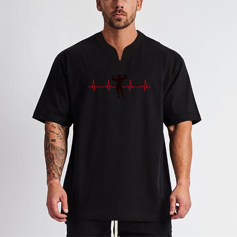 Fitness Muscle Men'S Short-Sleeved Summer Quick-Drying T-Shirt Men'S V-Neck Sportswear Bottoming Shirt Top Cotton - Image 3