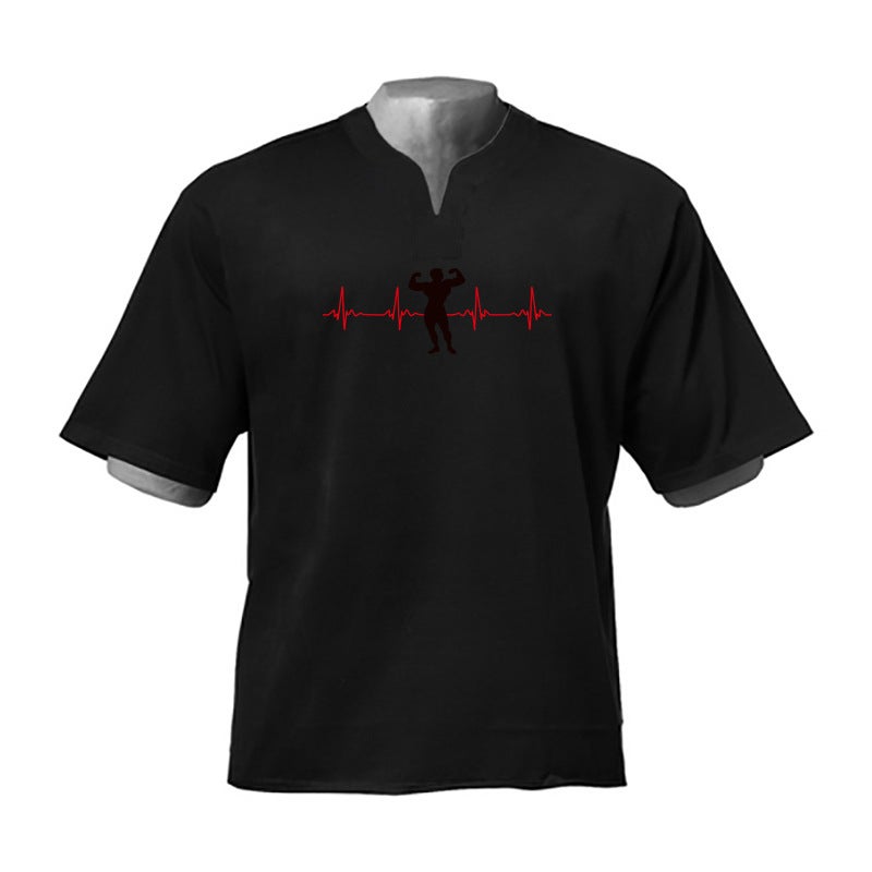 Fitness Muscle Men'S Short-Sleeved Summer Quick-Drying T-Shirt Men'S V-Neck Sportswear Bottoming Shirt Top Cotton - Image 5