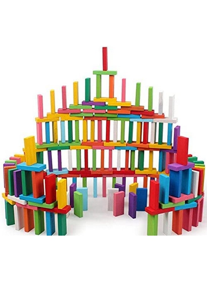 Goyal's 12 Colors Bulk Wooden Domino Blocks - Building Block Tile Game Racing Educational Toy for Kids Birthday Party (120 Pcs) - Image 1