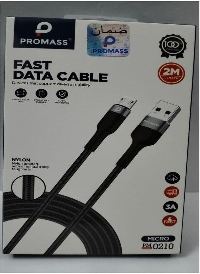 PROMASS - Proass Original Micro Fast Data Charging Cable Black. - Image 1