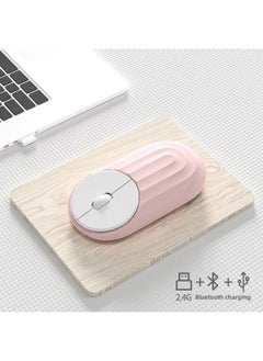 Wireless Mouse Rechargeable Silent Bluetooth Dual-mode Home Office Laptop Desktop External Unlimited Mouse-Specifications:2.4G+bluetooth Dual Template [vibrant Powder] Comes With Mouse Pad + Sticker - Official Standard