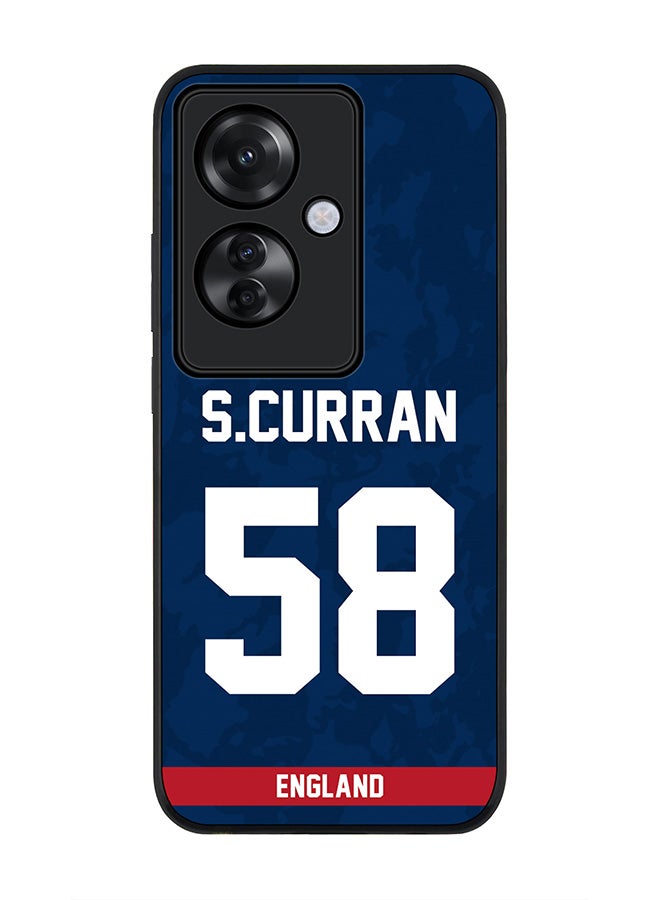 Stylizedd Rugged Black edge case for Oppo Reno11 F / Oppo F25 Pro 5G, Slim fit Flexible Anti Drop Thin Cover - Team England Sam Curran, Jersey No 58 - Image 1