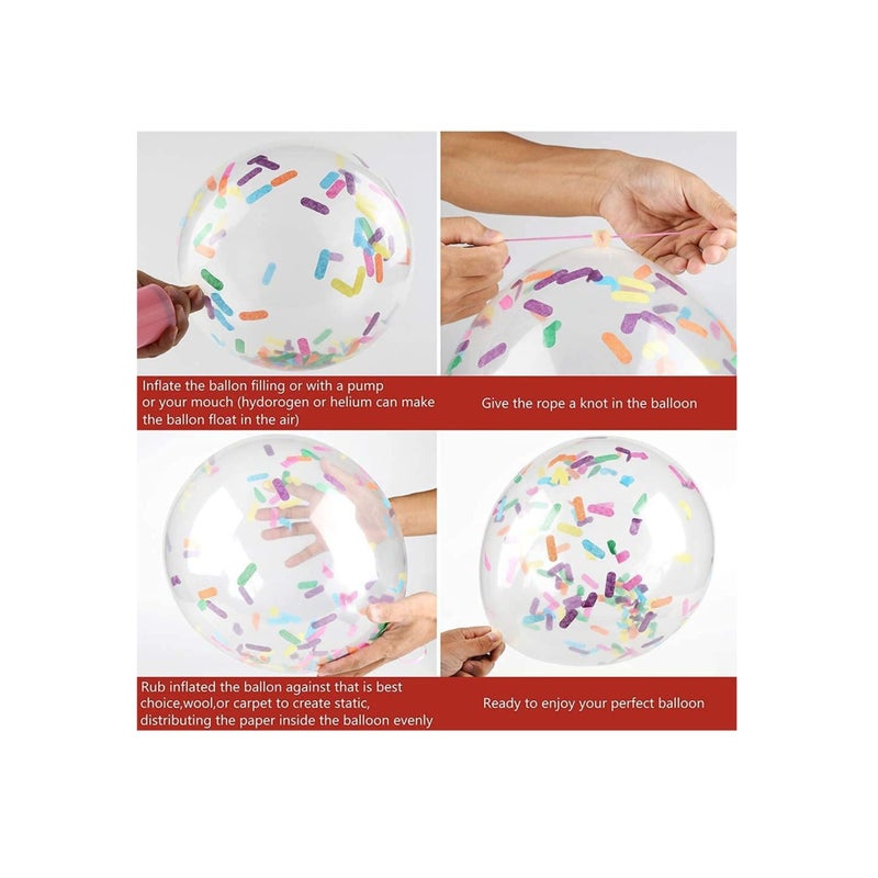 SOLARAE Party Balloons, Birthday Balloons Sprinkles Confetti Balloons Pack - Ice Cream Sprinkle Balloons. Latex Balloons, 12-Inch with Confetti for Party Decorations, Wedding & Bridal, Baby Shower (50PCS) - Image 3