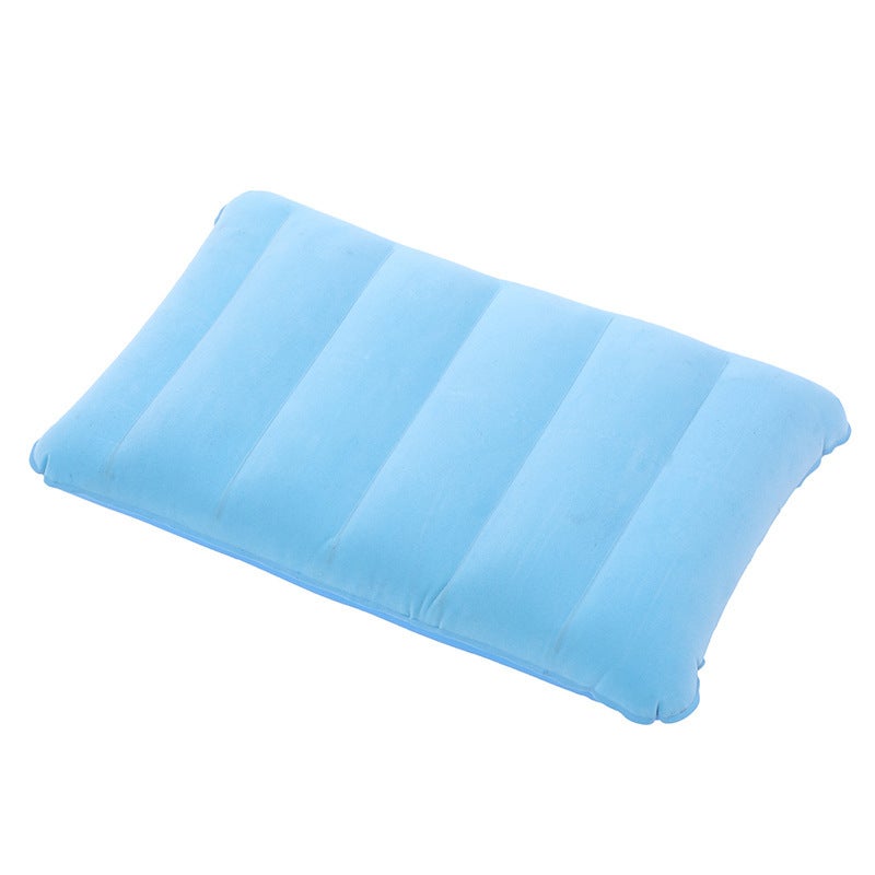 PVC Flocked Inflatable Nap Pillow for Camping Light blue 