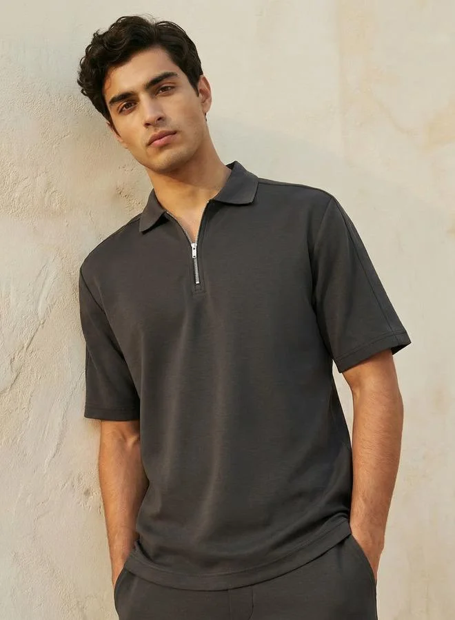 Love Pangolin Love Pangolin Men Half Zip Polo T-shirt