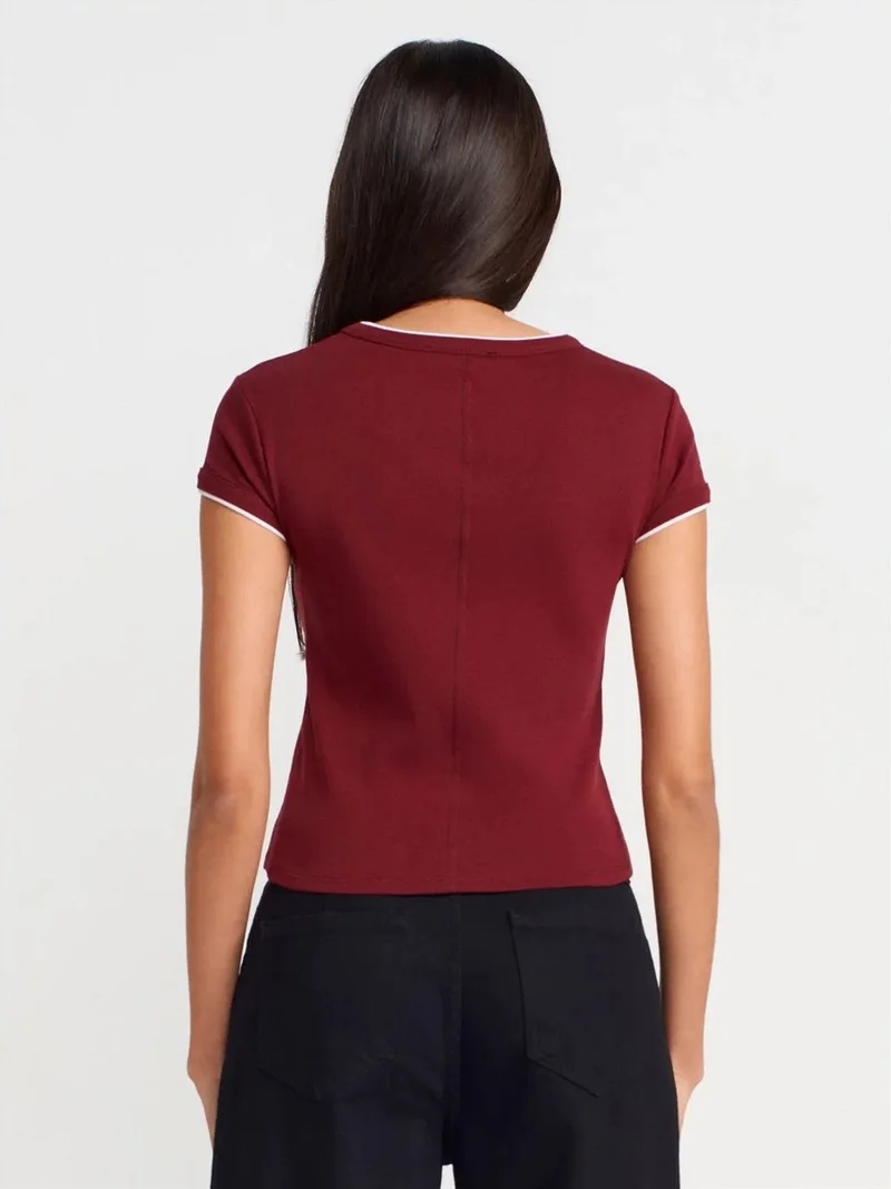 Dilvin DILVIN Women's Slim Fit Cotton Crop T-Shirt