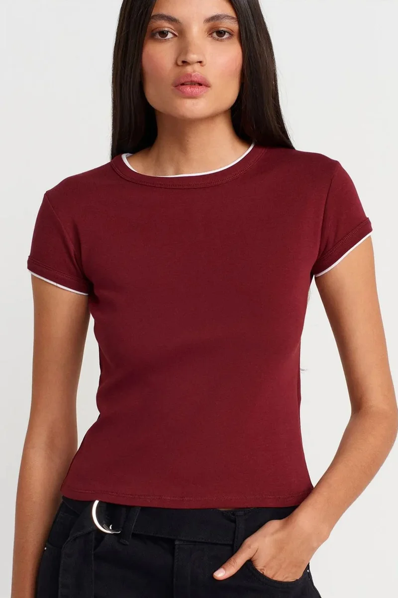DILVIN Women's Slim Fit Cotton Crop T-Shirt