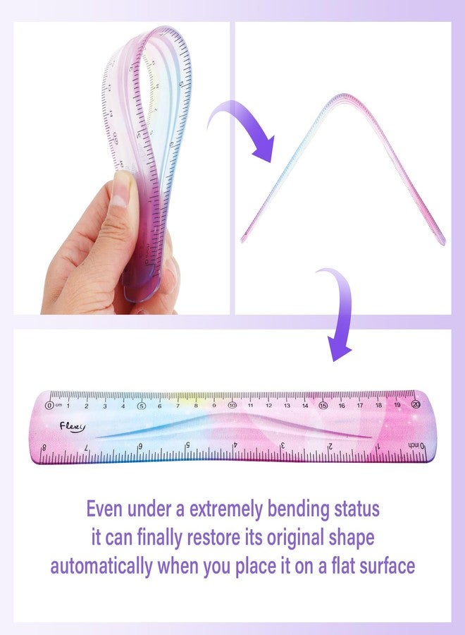 Grevosea 2-Piece Flexible Ruler, 20cm/8inch Plastic, Soft Bendable, Dual Scales, Shatterproof, Ideal for School, Office, Gifts - Image 3