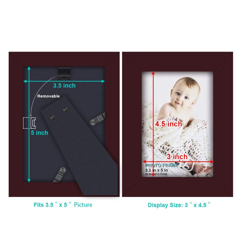 RPJC RPJC 3.5x5 inch Picture Frame Made of Solid Wood High Definition Glass for Table Top Display and Wall Mounting Photo Frame Dark Brown - Image 4