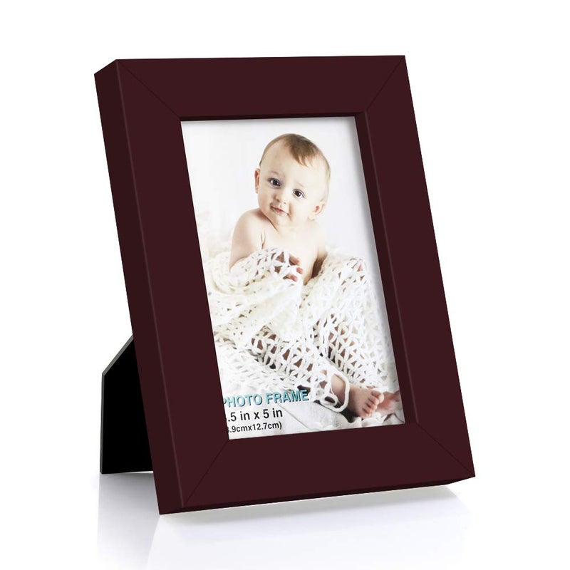 RPJC RPJC 3.5x5 inch Picture Frame Made of Solid Wood High Definition Glass for Table Top Display and Wall Mounting Photo Frame Dark Brown - Image 1