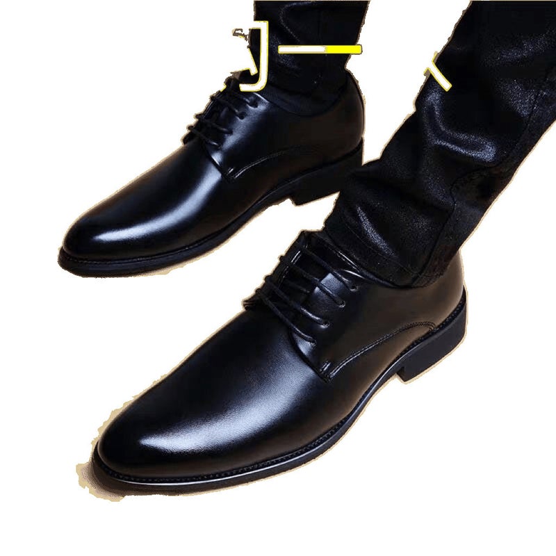 Soft Leather British Men''s Shoes with Inner Heightening Men''s Pointed Toe Black Business Formal Casual Leather Shoes Men''s Groom''s Wedding Shoes - Image 5