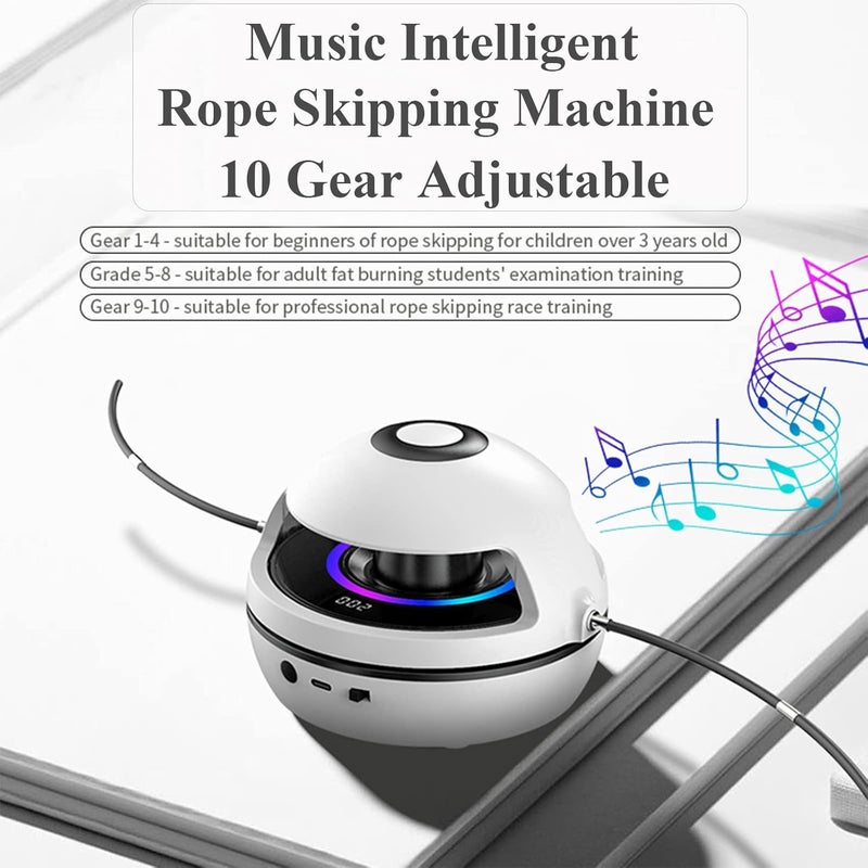 WMM Electronic Fitness Jump Rope Portable Motorized Rope Skipping Hopper Game No-Rope Design, Having Fun Exercising with Smart Jump Rope Machine Equipped with 10 Speeds & Jump Counter(Blue) - Image 5