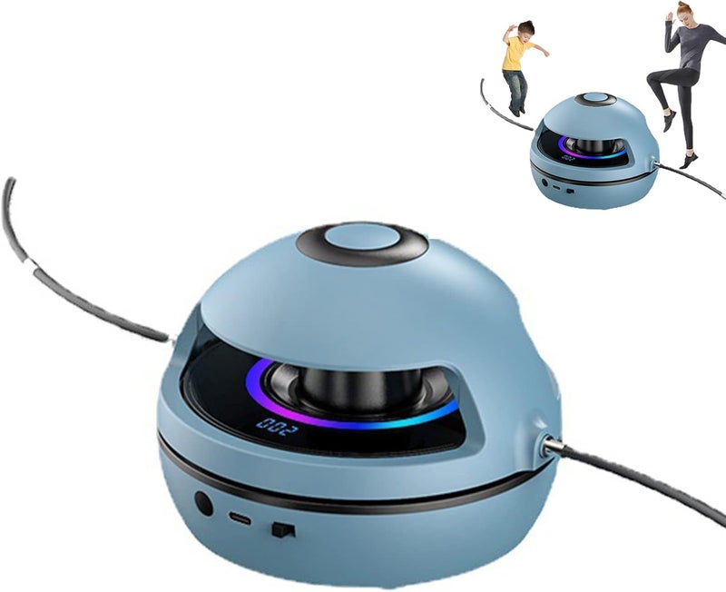 WMM Electronic Fitness Jump Rope Portable Motorized Rope Skipping Hopper Game No-Rope Design, Having Fun Exercising with Smart Jump Rope Machine Equipped with 10 Speeds & Jump Counter(Blue) - Image 1