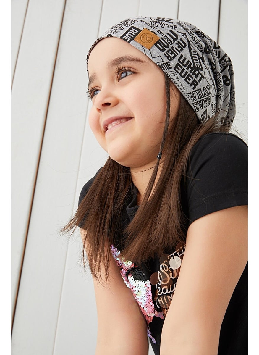 Babygiz Girl Gray Black Yarn 4 Season Hat Beanie Buff Soft Combed Cotton  - Image 3