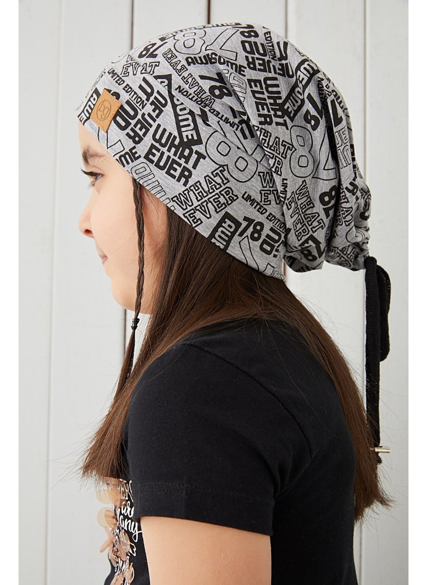 Babygiz Girl Gray Black Yarn 4 Season Hat Beanie Buff Soft Combed Cotton  - Image 1