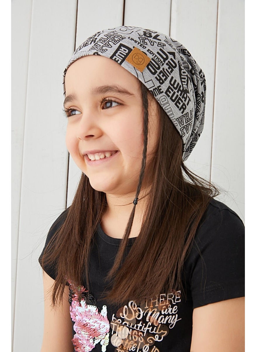 Babygiz Girl Gray Black Yarn 4 Season Hat Beanie Buff Soft Combed Cotton  - Image 5