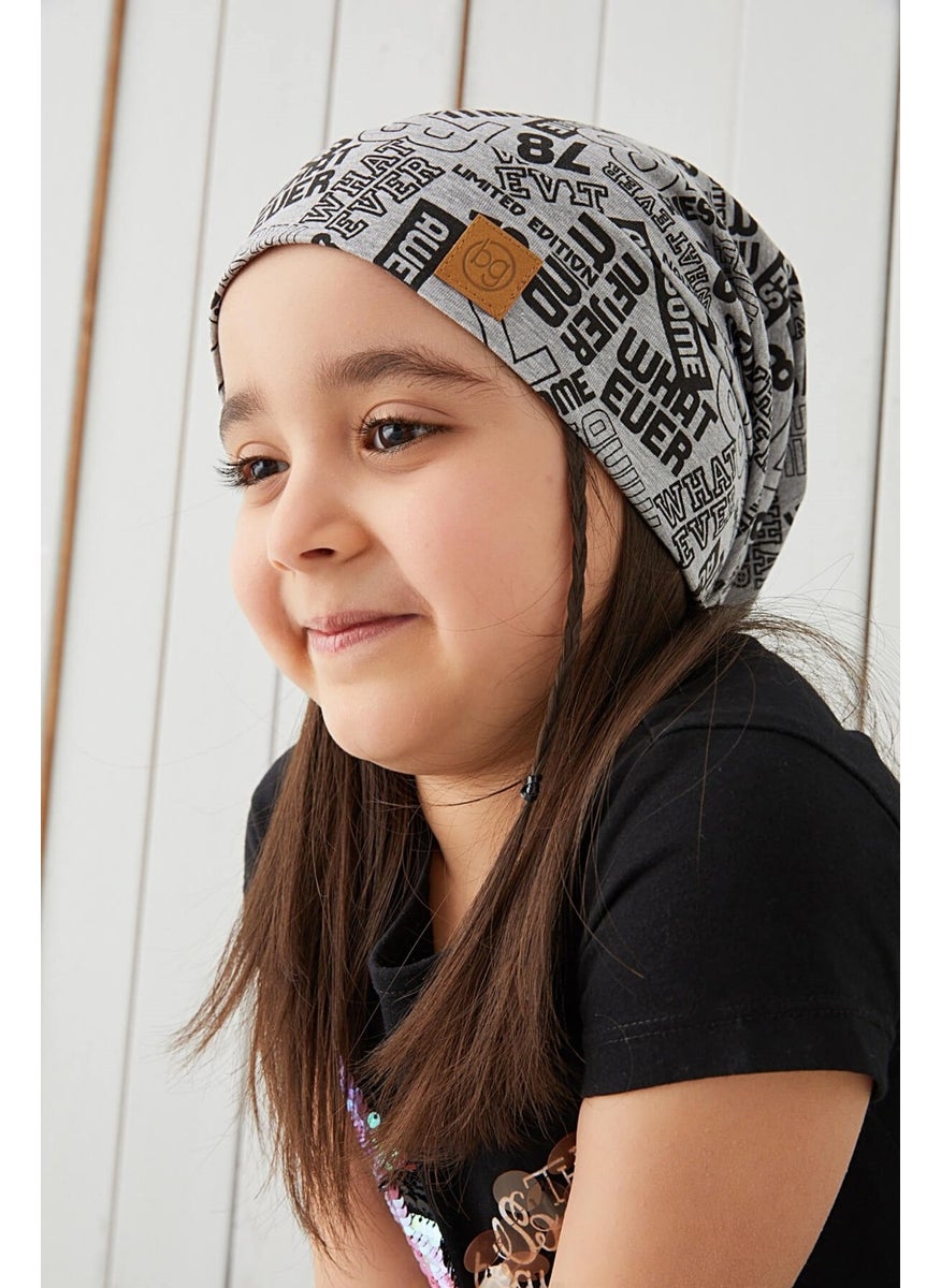 Babygiz Girl Gray Black Yarn 4 Season Hat Beanie Buff Soft Combed Cotton  - Image 4