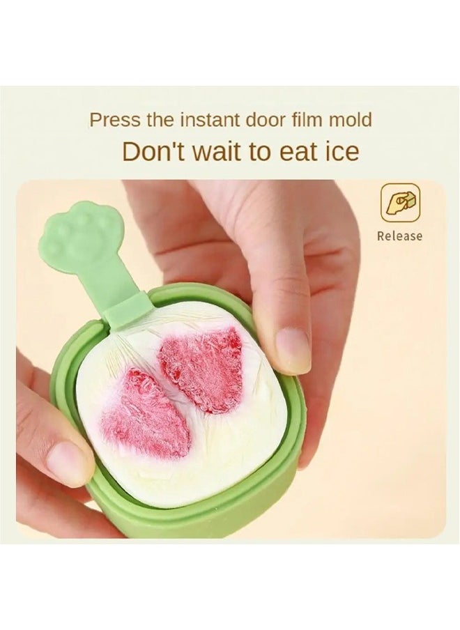 Generic - 3 Pieces Easy Release Ice cream Silicone Mold With Lid Cartoon Ice Cream Popsicle Silicone Grinder Popsicle Mold ice Cube Maker Dessert DIY - Image 1