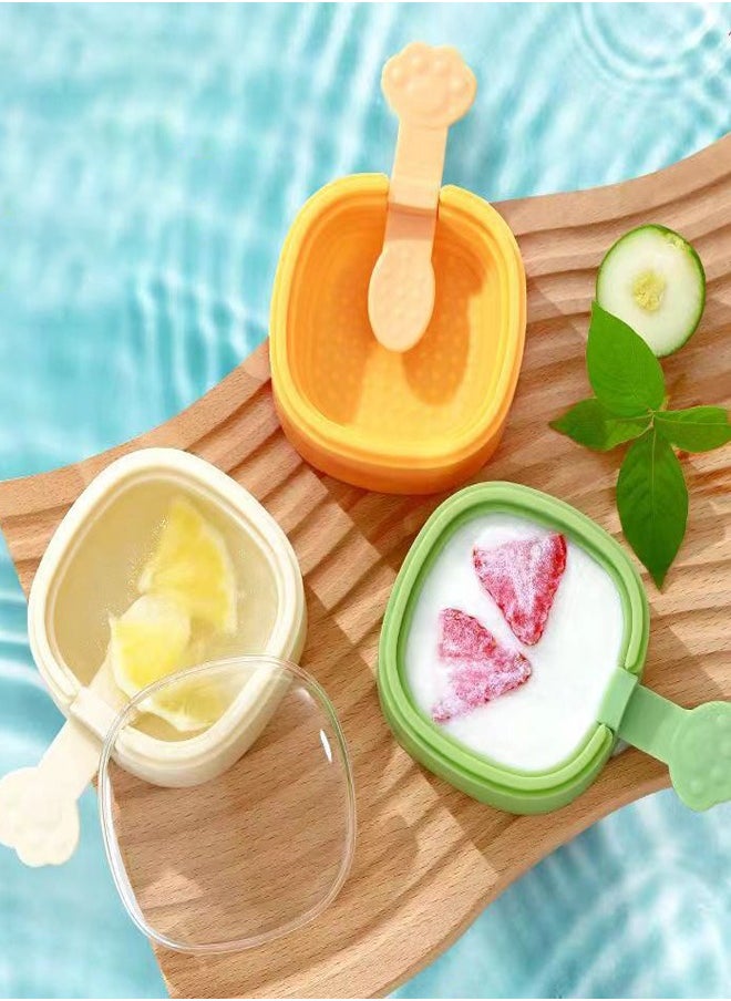 Generic - 3 Pieces Easy Release Ice cream Silicone Mold With Lid Cartoon Ice Cream Popsicle Silicone Grinder Popsicle Mold ice Cube Maker Dessert DIY - Image 1