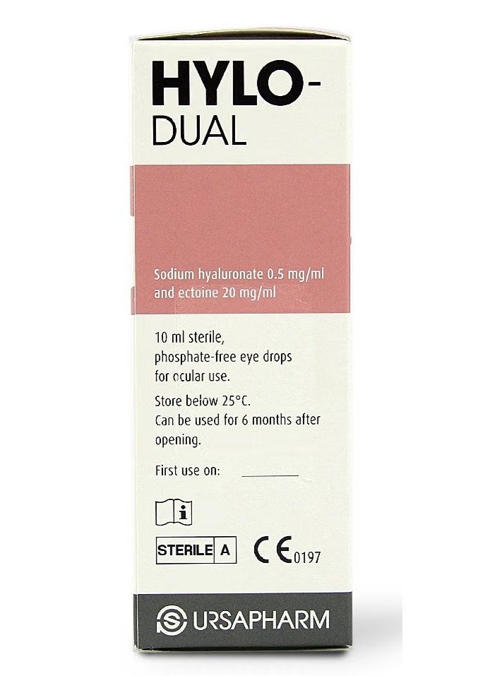Ursapharm Hylo Dual Eye Drops 10ml for Hydration & Allergy Relief of Dry Eyes - Image 1