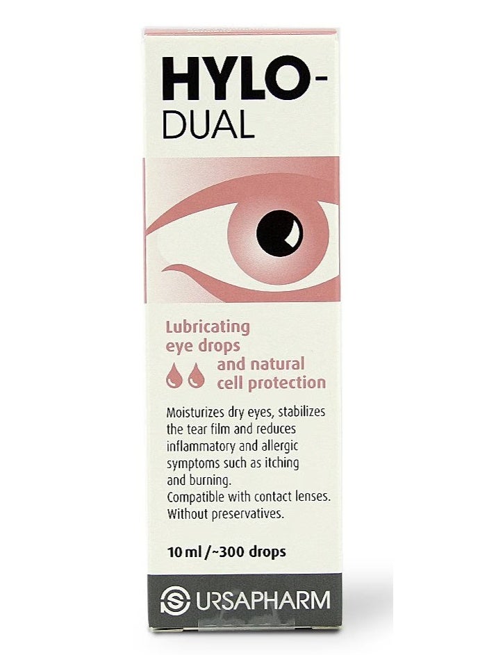 Ursapharm Hylo Dual Eye Drops 10ml for Hydration & Allergy Relief of Dry Eyes - Image 2