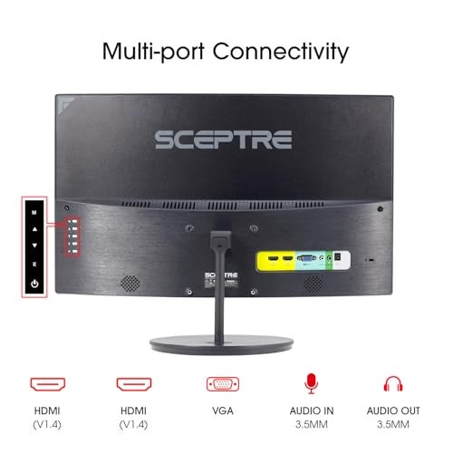 Sceptre شاشة سكترا المنحنية 27 بوصة برايم حتى 100 هرتز 1080 بكسل HDMI x2 VGA 99% sRGB مكبرات صوت مدمجة، R1500 آلة سوداء 2025 (سلسلة C275W-1920RN) - Image 2