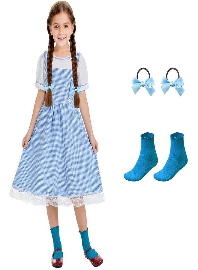 Prebene Halloween Costumes for Girls Blue Gingham Dress Wizard Outfits 3-15 years (X-Large) - Image 1