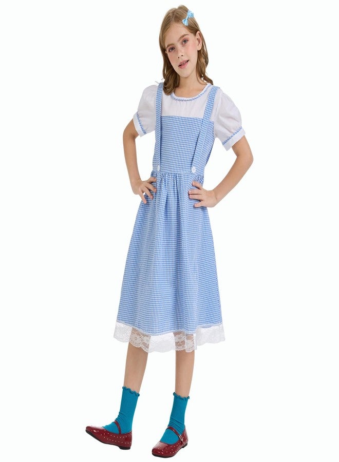 Prebene Halloween Costumes for Girls Blue Gingham Dress Wizard Outfits 3-15 years (X-Large) - Image 4
