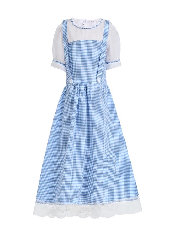 Prebene Halloween Costumes for Girls Blue Gingham Dress Wizard Outfits 3-15 years (X-Large) - Image 3