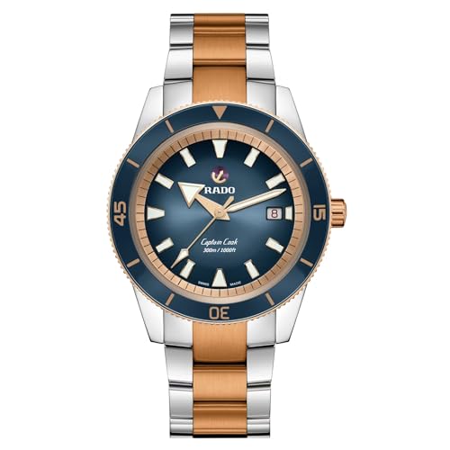 Rado Captain Cook Automatic Blue Dial, Date Display, Super Luminova Indexes and Rose Gold and Silver Bracelet - Image 5