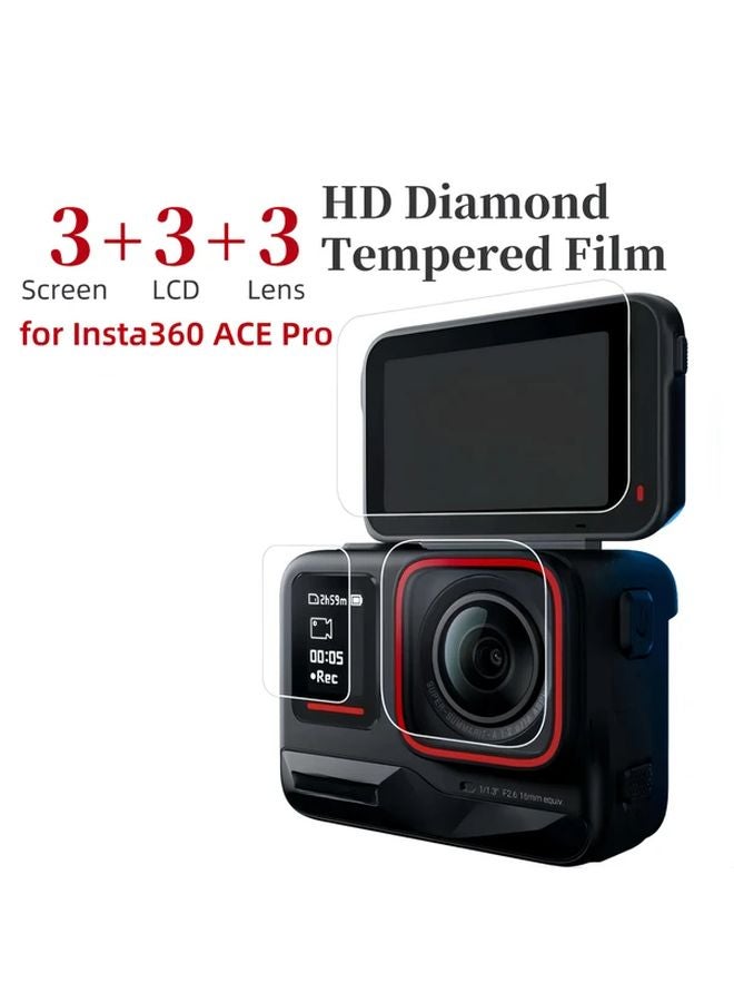 Insta360 ACE Pro Screen Lens Protector Kit 9H Tempered Glass 3 Pack HD Scratch Resistant - Image 2