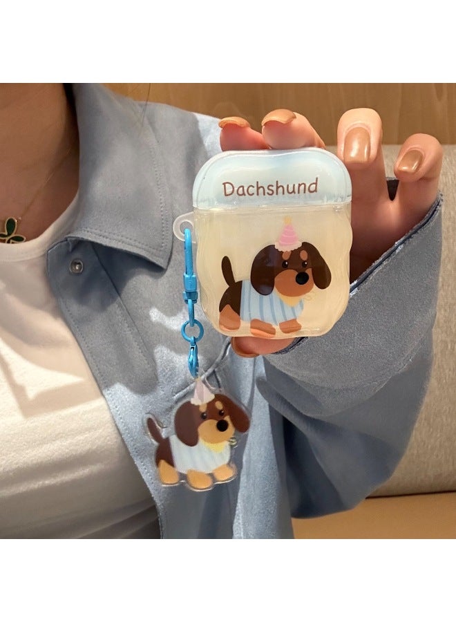 Loquat Cartoon Jellycat Animal Applicable Airpods Pro2 Silicone Protective Cover 3 Generation Earphone Cover 1/2 Generation Cute-Color:Blue Sausage Dog = Pendant-Model:Airpods 3rd Generation - Image 1