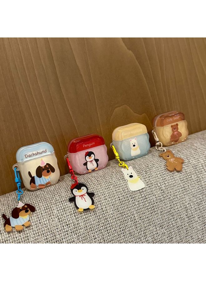 Loquat Cartoon Jellycat Animal Applicable Airpods Pro2 Silicone Protective Cover 3 Generation Earphone Cover 1/2 Generation Cute-Color:Blue Sausage Dog = Pendant-Model:Airpods 3rd Generation - Image 2