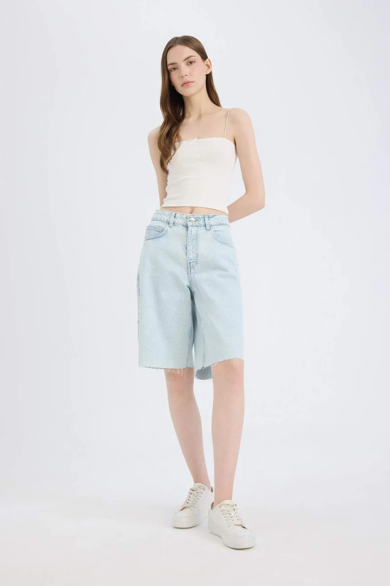 DeFacto Normal Waist Denim Bermuda Shorts